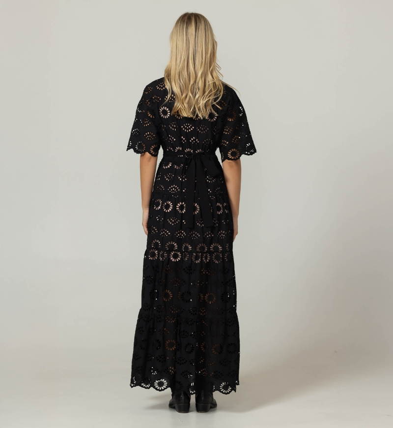 Gardenia Long Dress - English Embroidery - 100% Cotton - Miss June Paris - 9