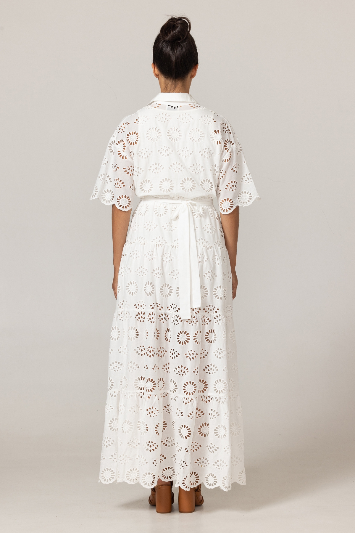 Gardenia Long Dress - English Embroidery - 100% Cotton - Miss June Paris - 4