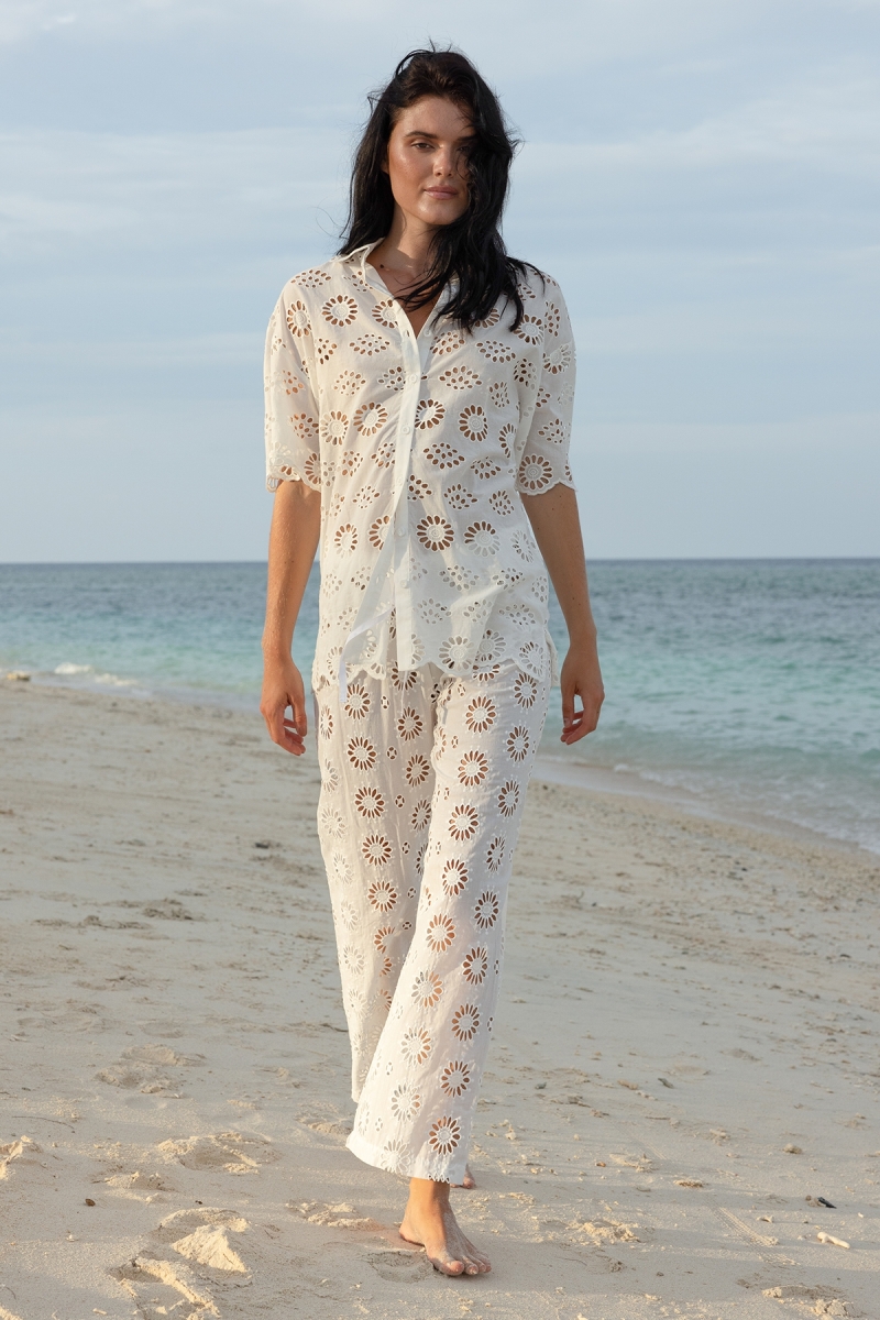 Pantaloni Sorbet - Ricamo Inglese - 100% Cotone - Miss June Paris - 1