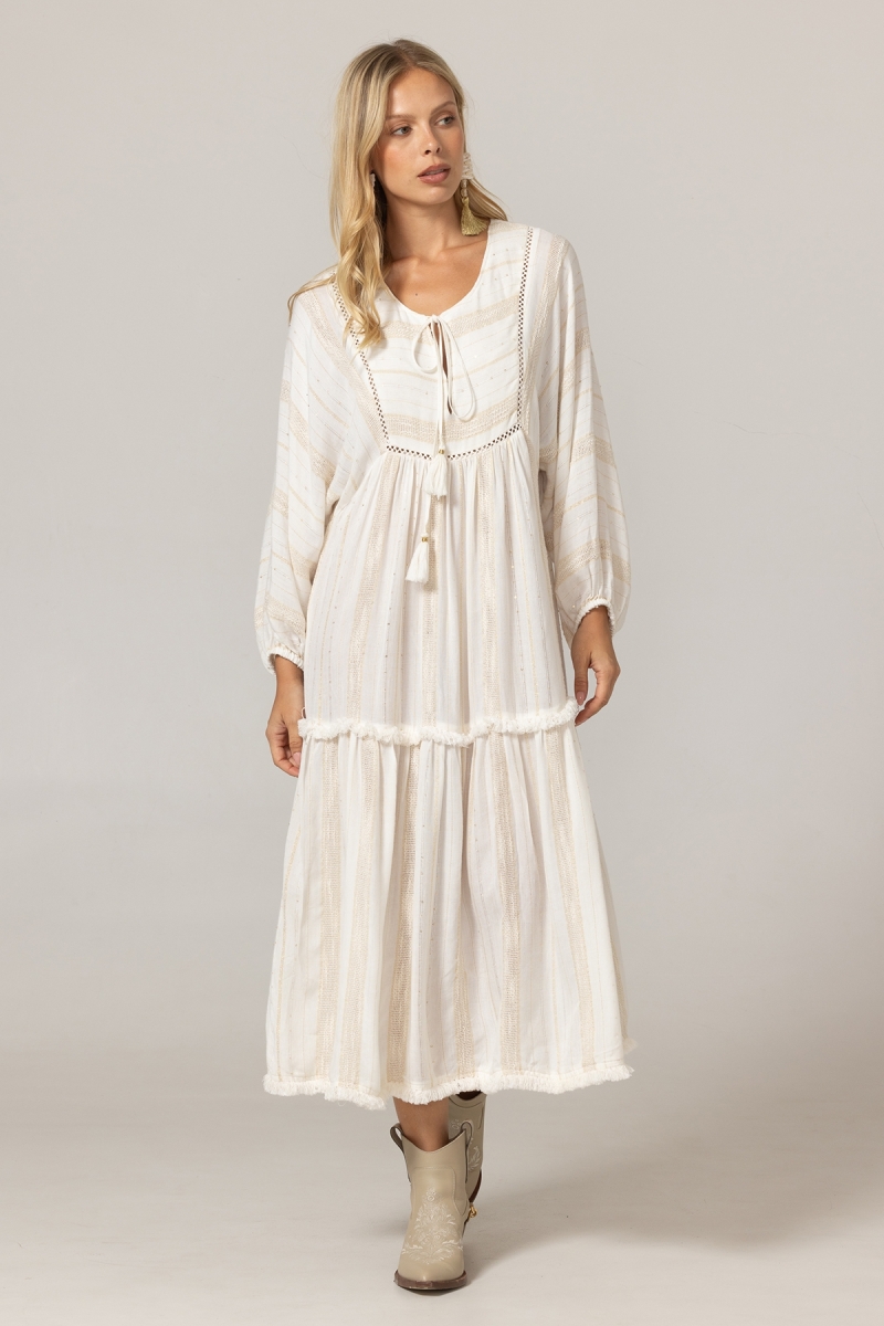 Robe Longue Bree - viscose et polyester metallique - Miss June Paris - 3