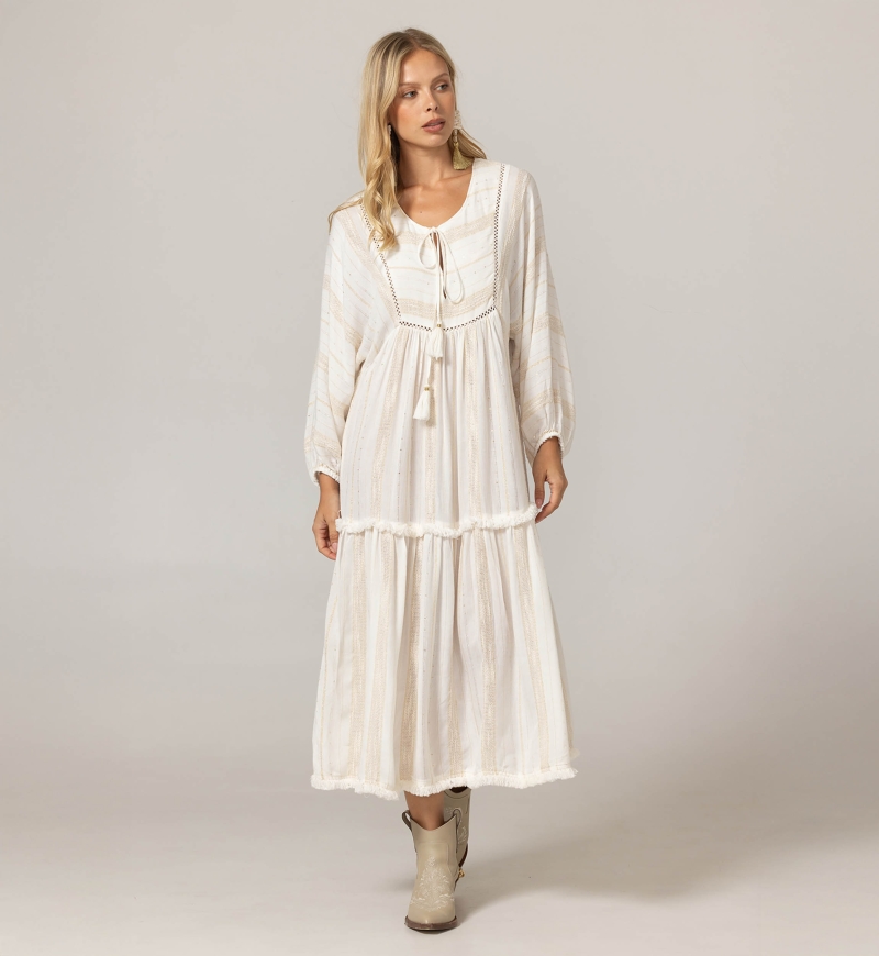 Robe Longue Bree - viscose et polyester metallique - Miss June Paris - 3