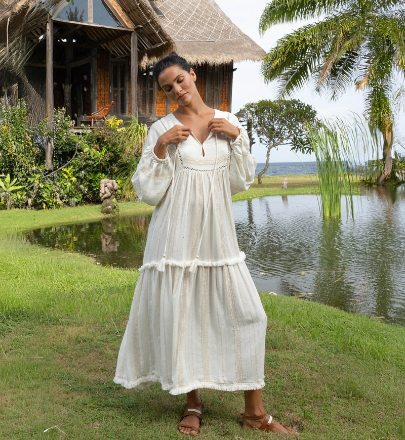 Vestido Longo Bree - Viscose e Poliéster Metálico - Miss June Paris - 2