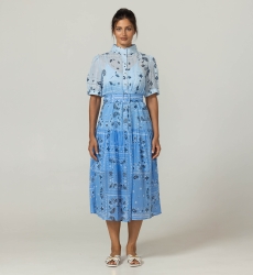 Selena Langes Kleid - 100% Baumwollvoile mit Spitze - Miss June Paris - 3