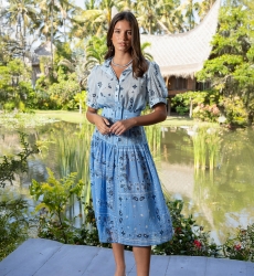 Selena Langes Kleid - 100% Baumwollvoile mit Spitze - Miss June Paris - 2