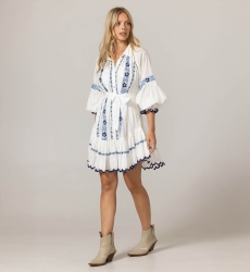 Kurzes Bellerose-Kleid - 100% Baumwollvoile mit Spitze - Miss June Paris - 3