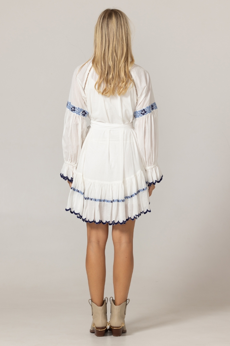 Kurzes Bellerose-Kleid - 100% Baumwollvoile mit Spitze - Miss June Paris - 4