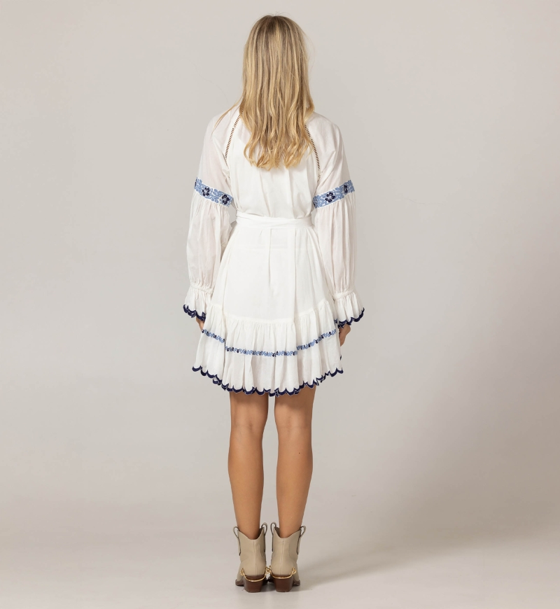 Abito Corto Bellerose - 100% Velo di Cotone con Pizzo - Miss June Paris - 4