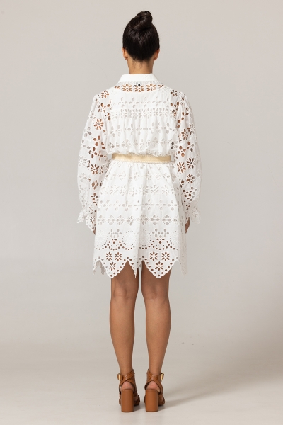 Sloane Short Dress - English Embroidery - 100% Cotton - Miss June Paris - 4