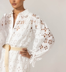 Sloane Kurzes Kleid - Englische Stickerei - 100% Baumwolle - Miss June Paris - 5