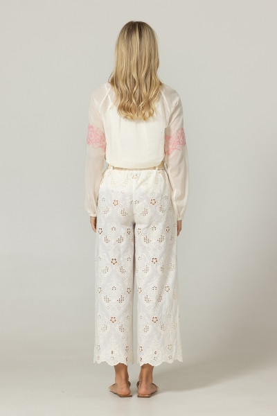 Leni pants in floral eyelet embroidery - 100% cotton - Miss June Paris - 4