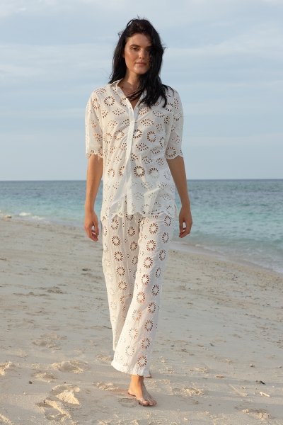 Mira shirt in eyelet embroidery - white - 100% cotton - Miss June Paris - 2