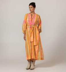 Robe longue Aiden - ornée de broderies - 100% coton - ceinture assortie - Miss June Paris - 3