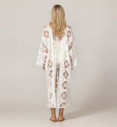Caftan longo Eden branco - Bordado inglês - 100% algodão - Miss June Paris - 4