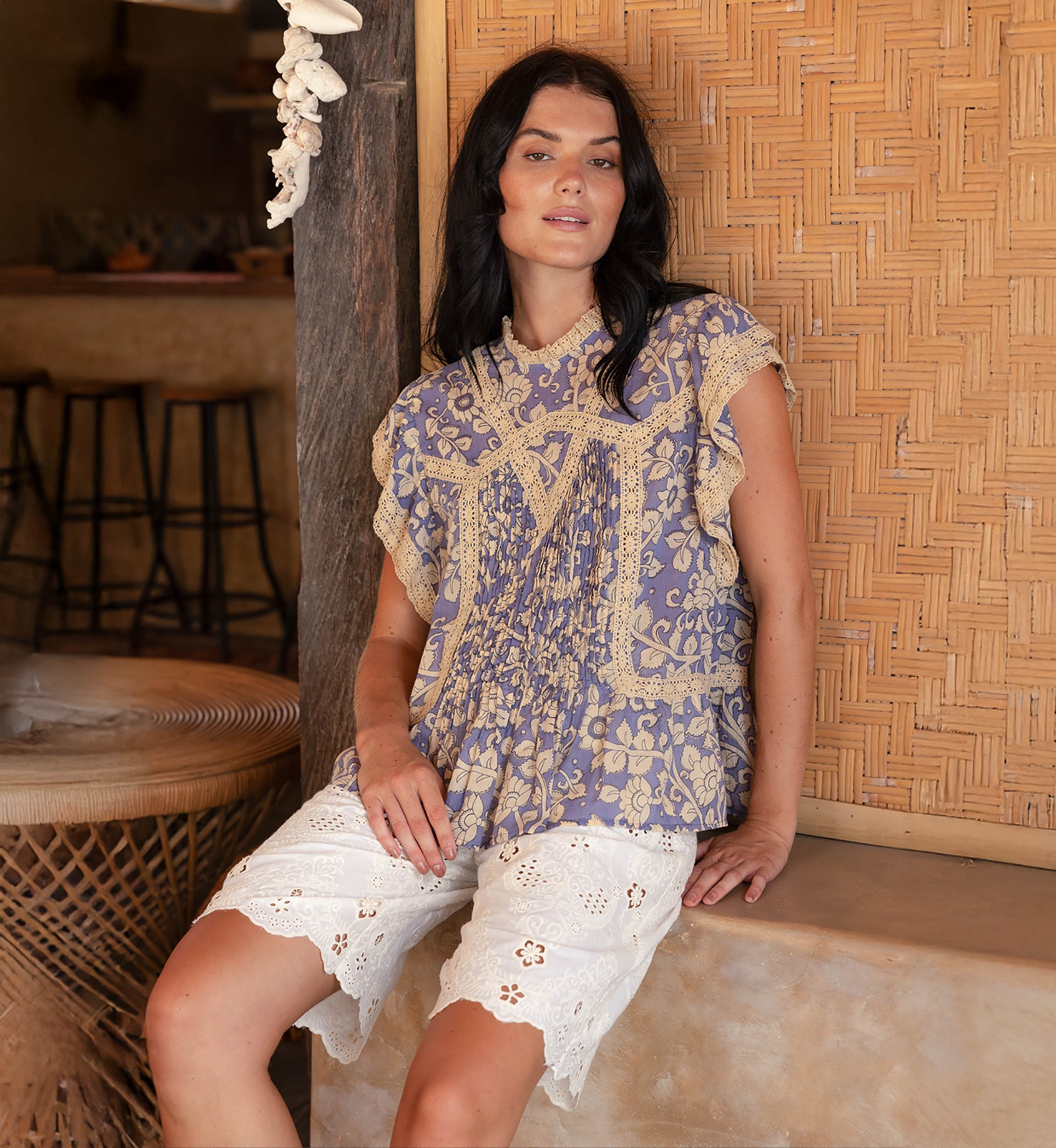 Blusa Kira - Padrões Florais - 100% Voile de Algodão - Miss June Paris - 1