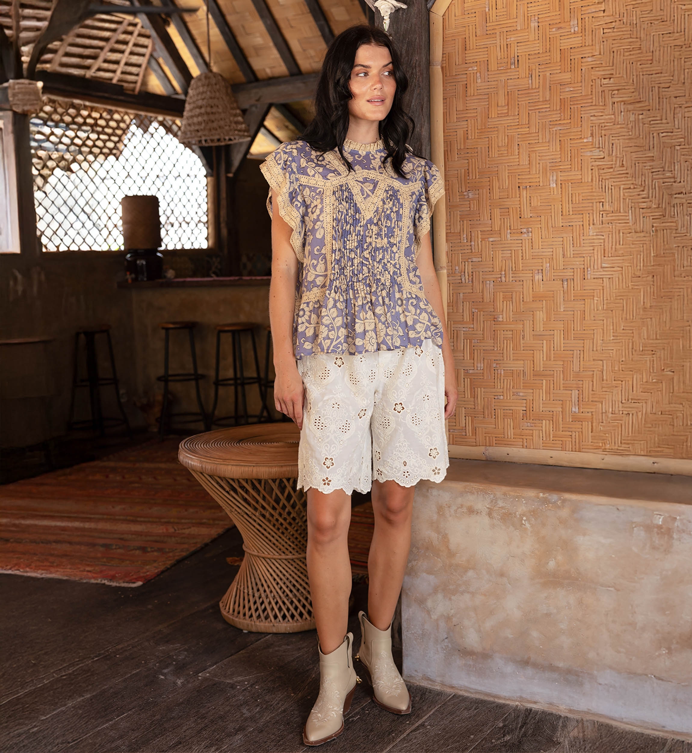 Blusa Kira - Padrões Florais - 100% Voile de Algodão - Miss June Paris - 2