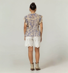 Kira Blouse - Floral Patterns - 100% Cotton Voile - Miss June Paris - 4