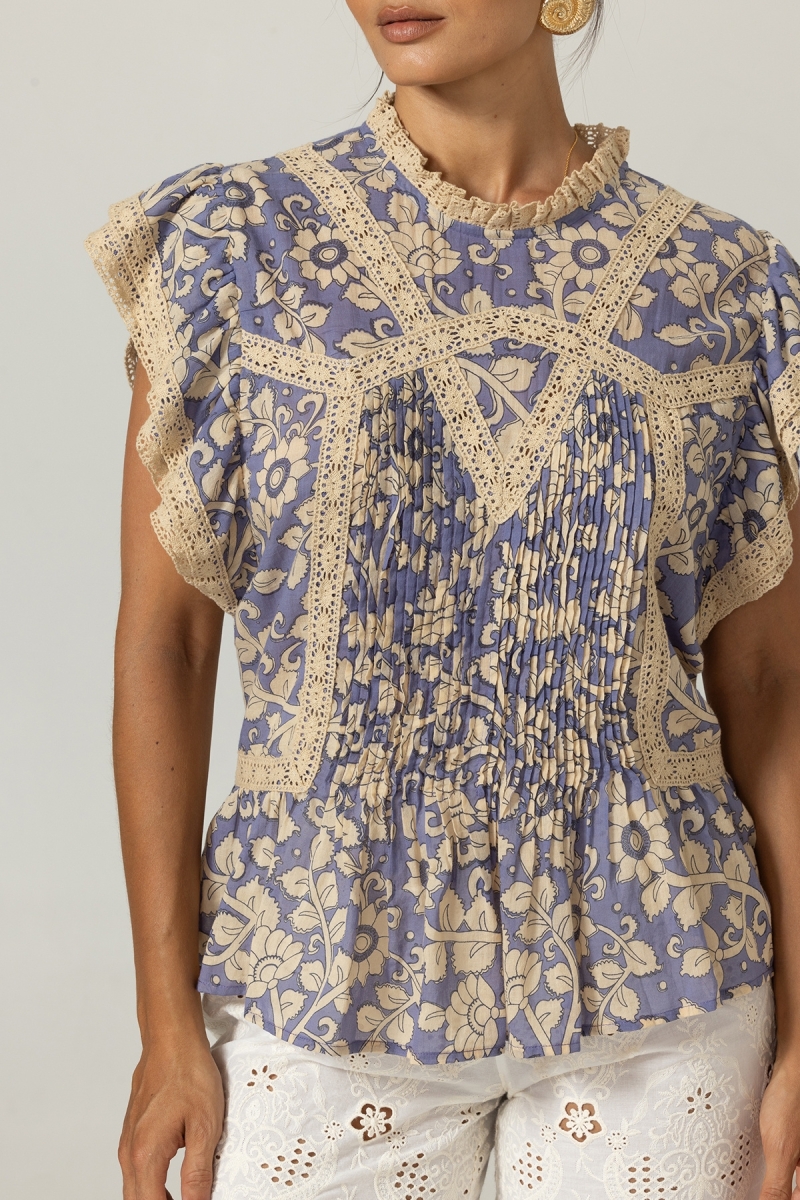 Kira Bluse - Blumenmuster - 100% Baumwollvoile - Miss June Paris - 5