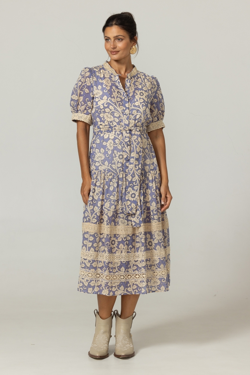 Vestido largo Lana - Estampado floral - 100% voile de algodón - Miss June Paris - 3