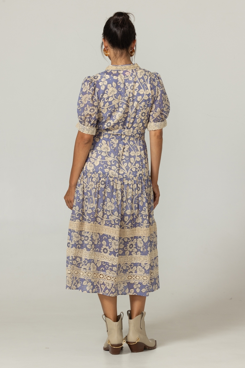 Vestido largo Lana - Estampado floral - 100% voile de algodón - Miss June Paris - 4