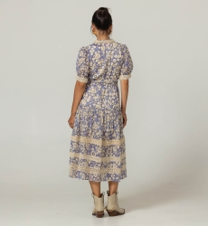 Lange langes Kleid - Blumenmuster - 100% Baumwollvoile - Miss June Paris - 4