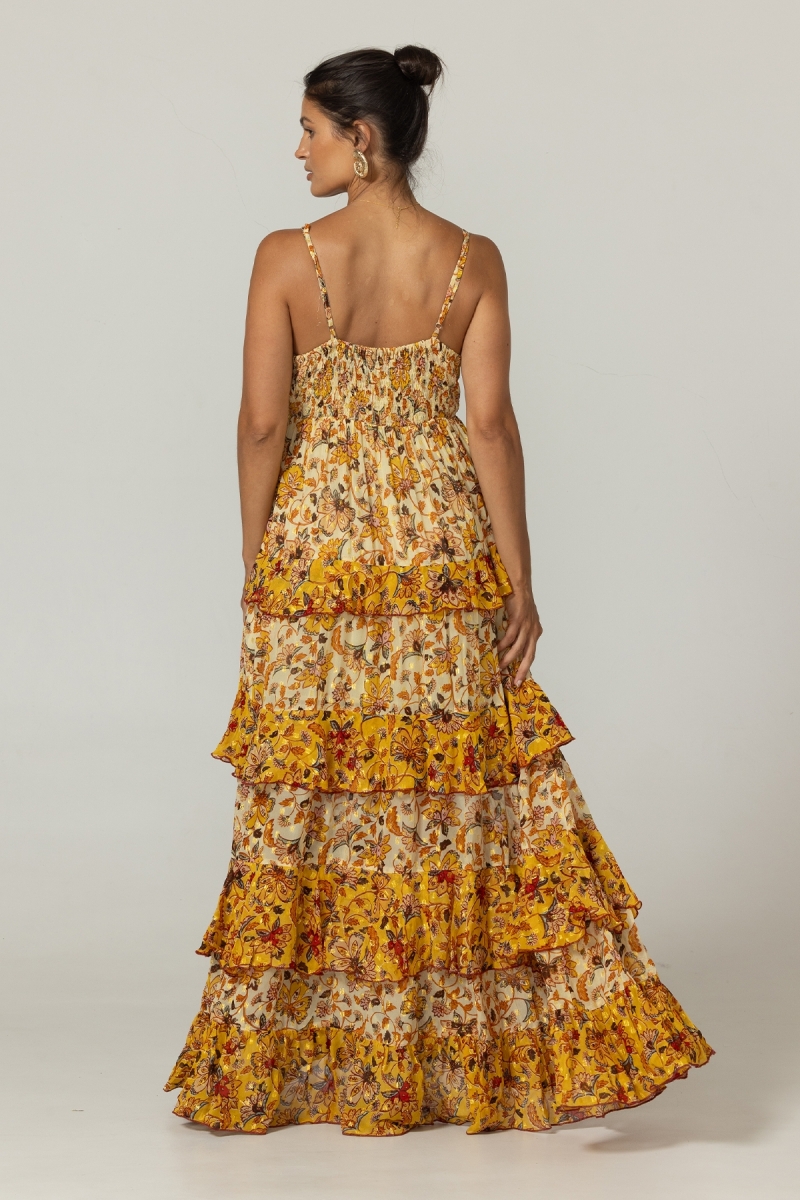 Vestido Longo Pippa - Padrões Florais - Alças Ajustáveis - Miss June Paris - 4