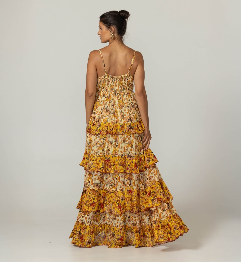 Robe longue Pippa - Motifs floraux - Bretelles ajustables - Miss June Paris - 4