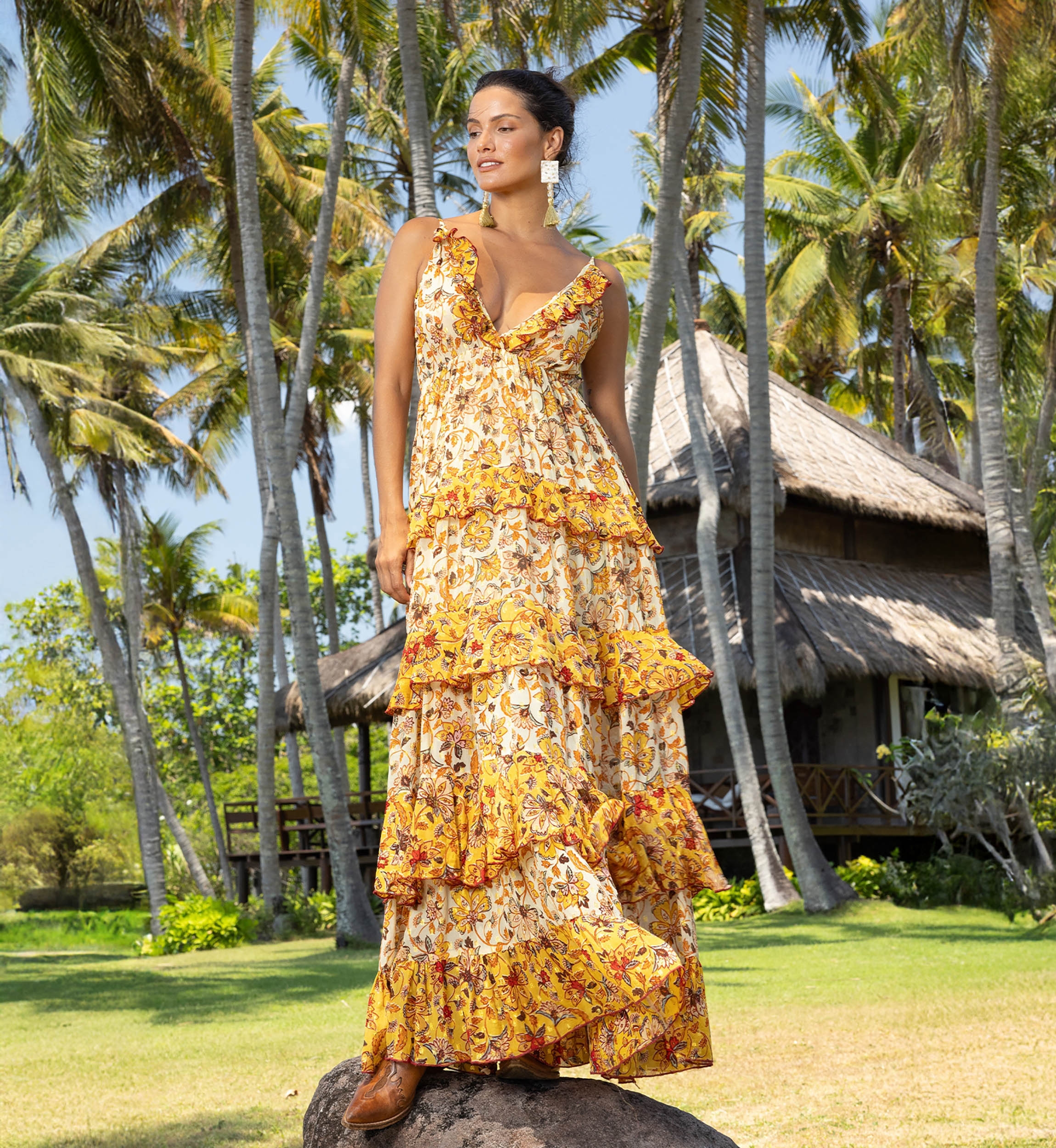 Vestido Largo Pippa - Estampado Floral - Tirantes Ajustables - Miss June Paris - 1