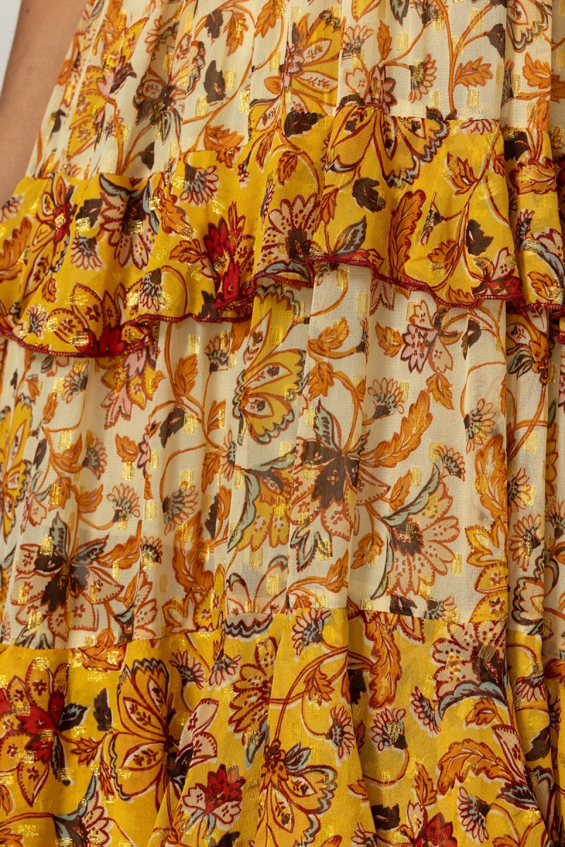 Vestido Longo Pippa - Padrões Florais - Alças Ajustáveis - Miss June Paris - 5