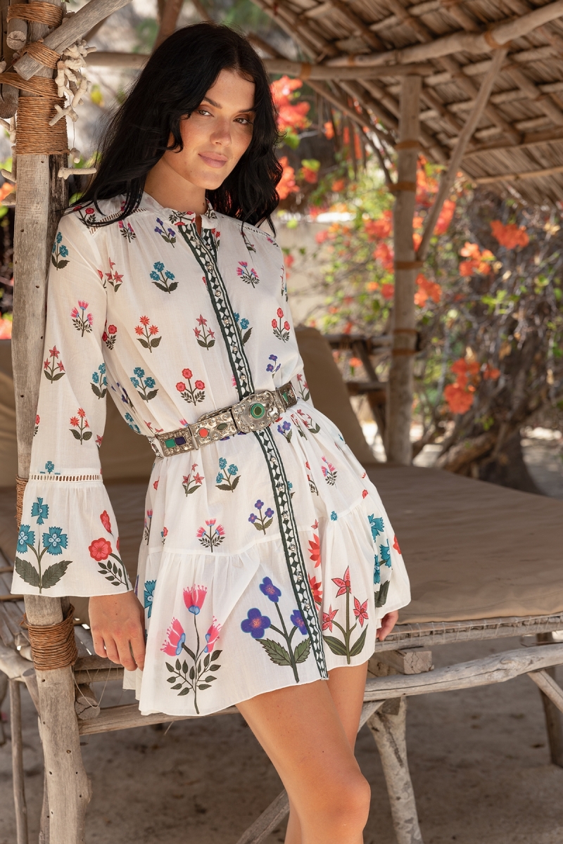 Nell Kurzes Kleid - 100% Baumwollvoile mit Spitze - Miss June Paris - 1