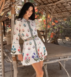 Vestido Corto Nell - 100% Velo de Algodón con Encaje - Miss June Paris - 1