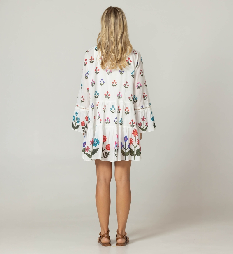 Nell Kurzes Kleid - 100% Baumwollvoile mit Spitze - Miss June Paris - 4