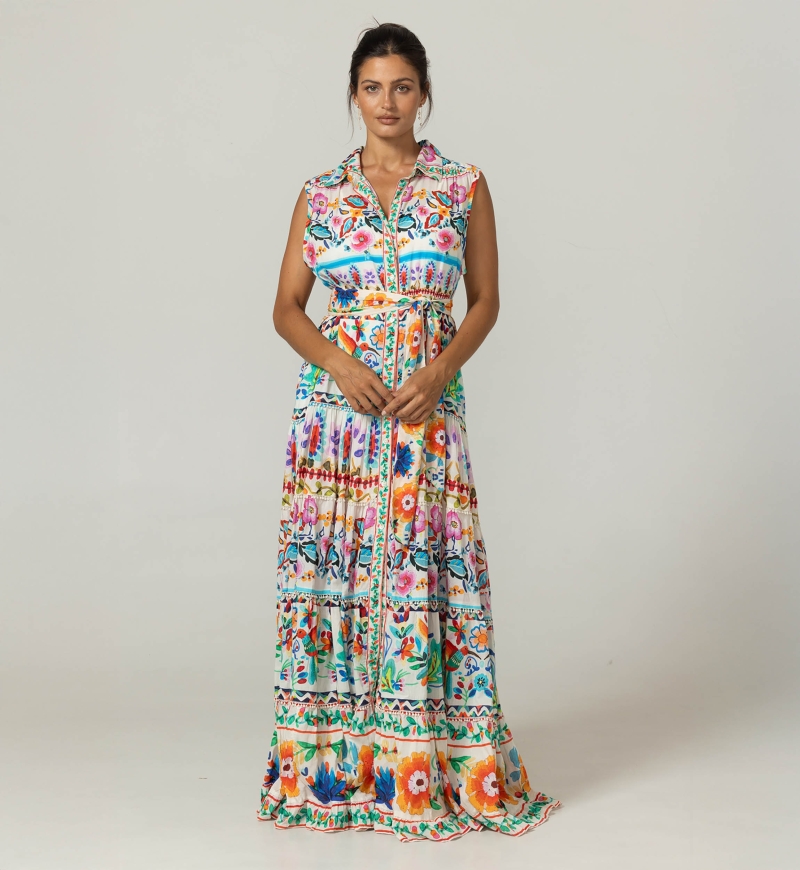 Neela Langes Kleid - 100% Baumwollvoile mit Spitze - Miss June Paris - 3