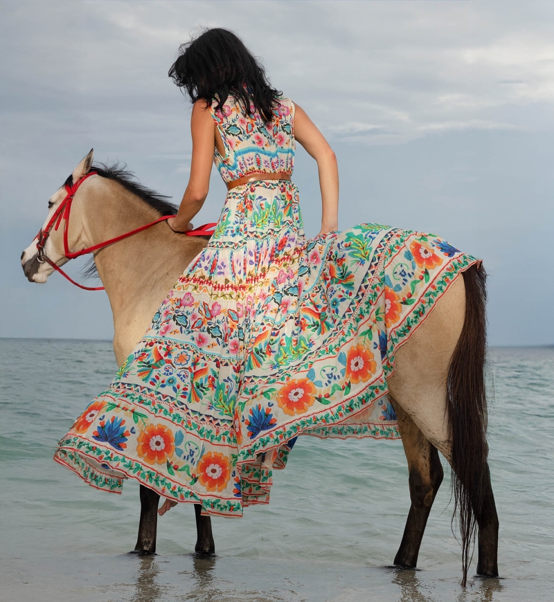 Neela Long Dress - 100% Cotton Voile with Lace - Miss June Paris - 2