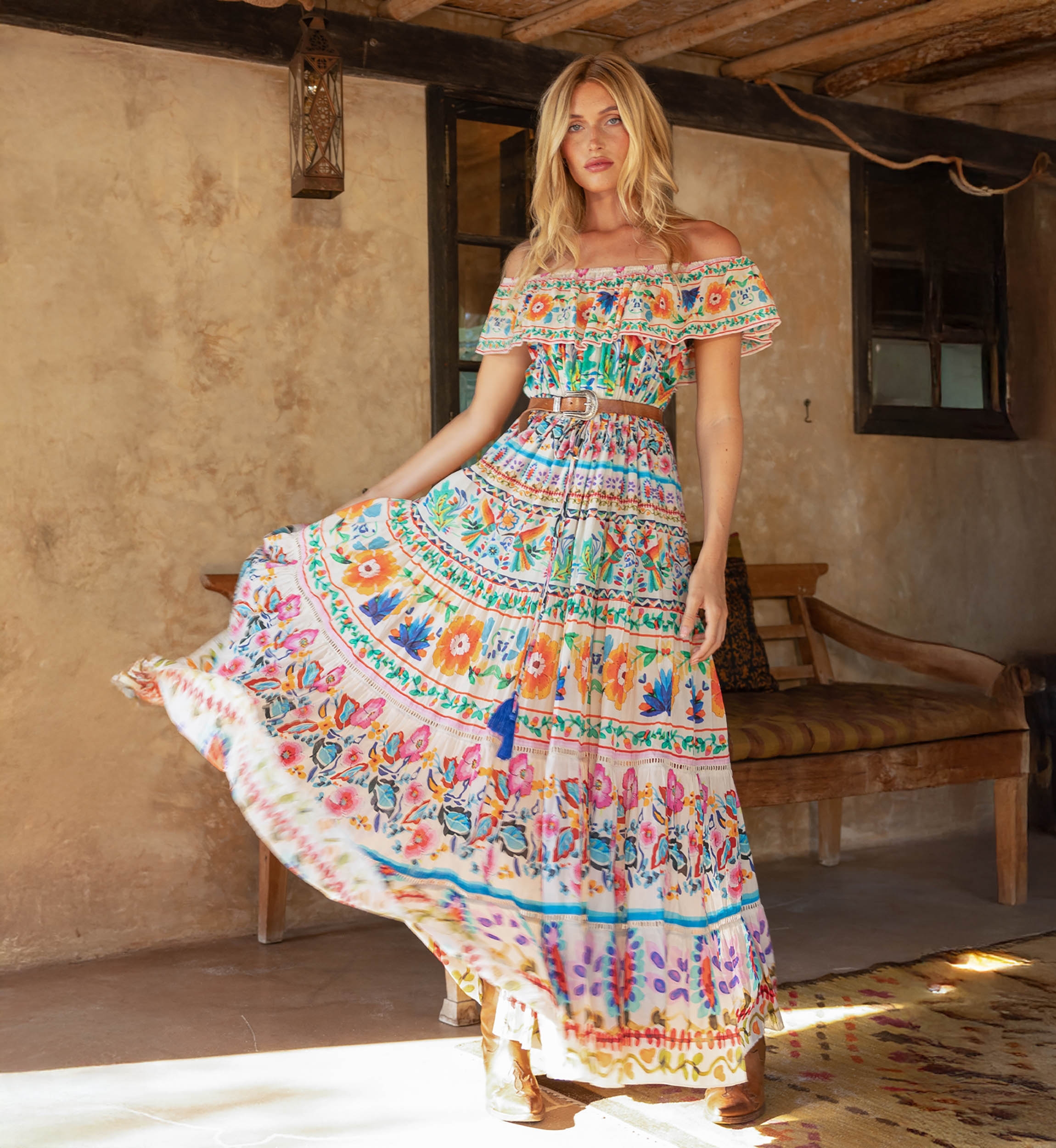 Langes Yalla-Kleid - 100% Baumwollvoile mit Spitze - Miss June Paris - 1