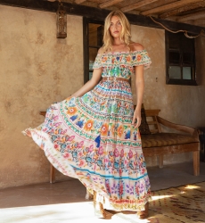 Langes Yalla-Kleid - 100% Baumwollvoile mit Spitze - Miss June Paris - 1