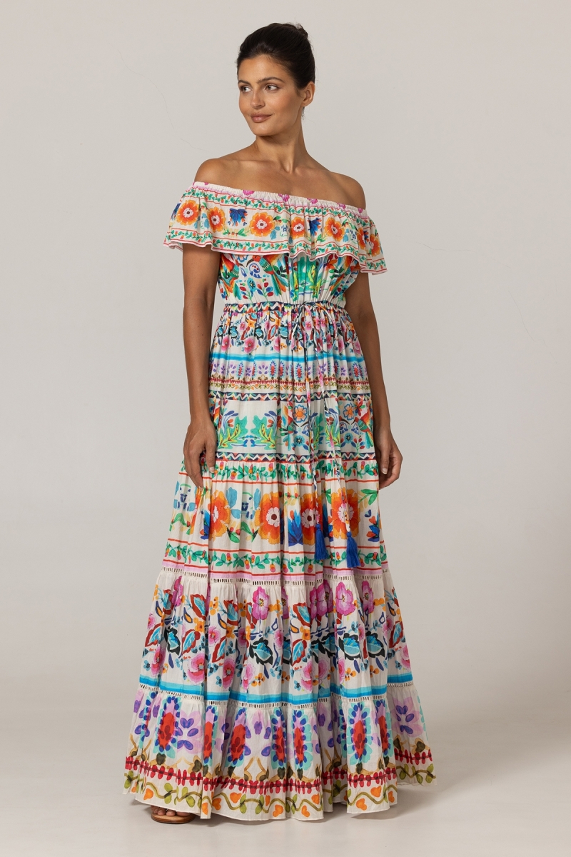 Vestido Longo Yalla - 100% Voile de Algodão com Renda - Miss June Paris - 3