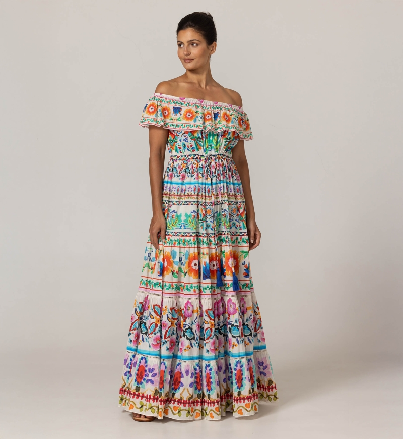 Langes Yalla-Kleid - 100% Baumwollvoile mit Spitze - Miss June Paris - 3