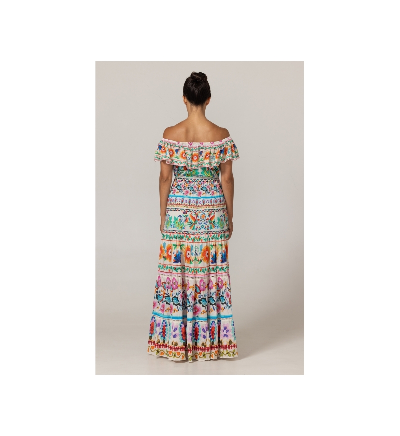 Langes Yalla-Kleid - 100% Baumwollvoile mit Spitze - Miss June Paris - 4