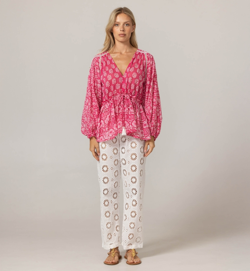 Blusa Bonia - 100% Voile de Algodão com Renda - Miss June Paris - 3