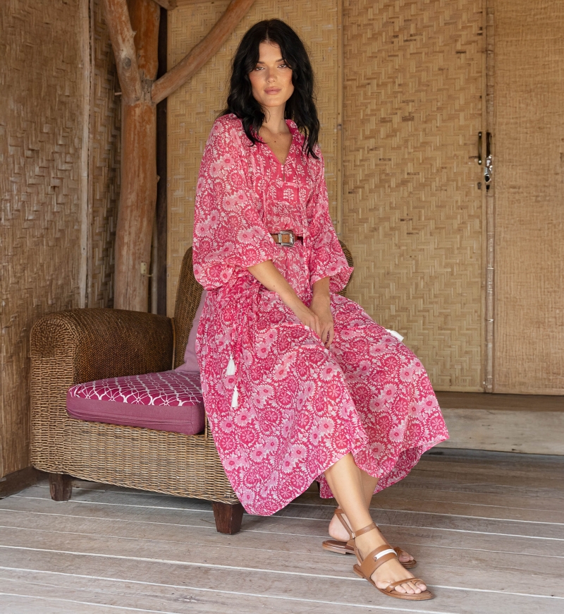 Abito Lungo Felicity - 100% Velo di Cotone con Pizzo - Miss June Paris - 1