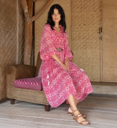 Abito Lungo Felicity - 100% Velo di Cotone con Pizzo - Miss June Paris - 1