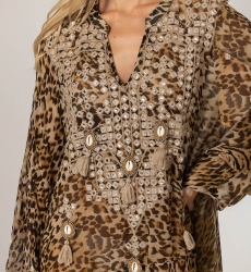 Kayla Caftano Corto - 100% Georgette Rayon - Miss June Paris - 5