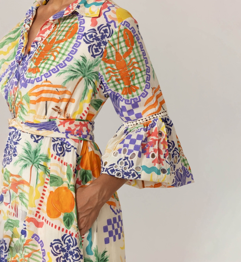 Langes Lotus Kleid -100% Baumwolle - Miss June Paris - 5