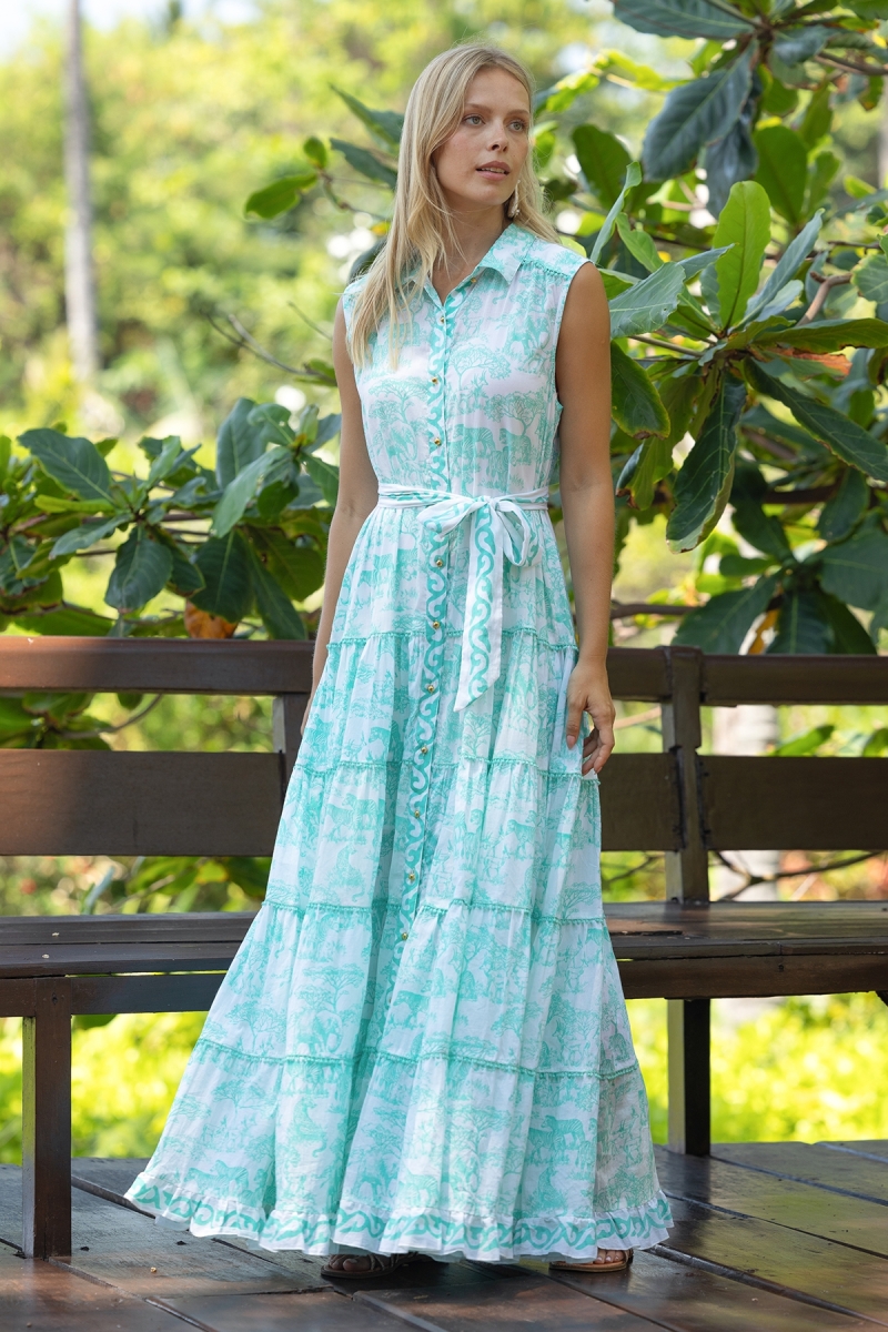 Gabie Langes Kleid - 100% Baumwollvoile mit Spitze - Miss June Paris - 1