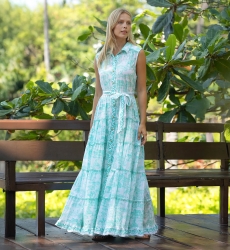 Gabie Langes Kleid - 100% Baumwollvoile mit Spitze - Miss June Paris - 1