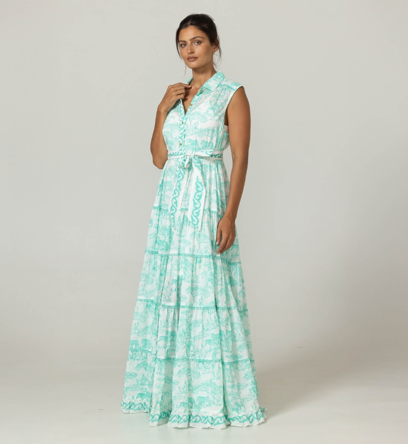 Gabie Langes Kleid - 100% Baumwollvoile mit Spitze - Miss June Paris - 3