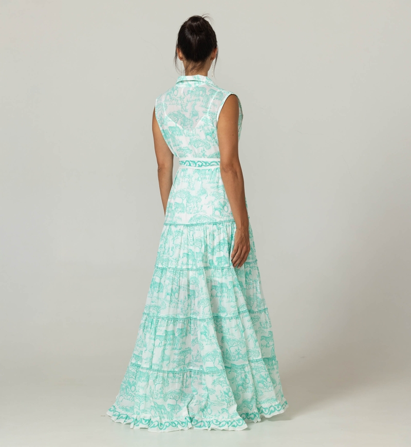 Gabie Langes Kleid - 100% Baumwollvoile mit Spitze - Miss June Paris - 4