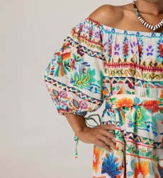 Abito Corto Dalia - 100% Velo di Cotone con Pizzo - Miss June Paris - 5