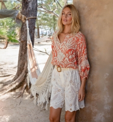 Sophie Bermudashorts - Englische Stickerei - 100% Baumwolle - Miss June Paris - 1