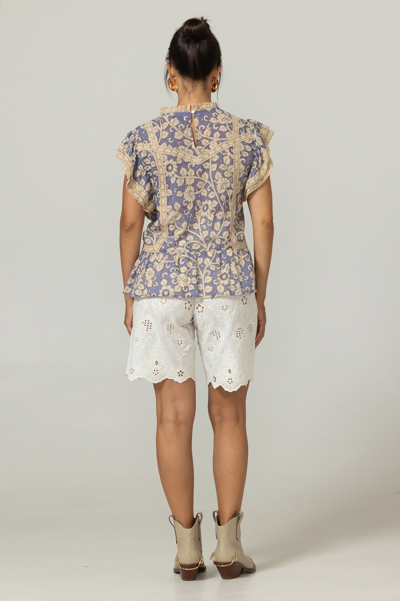 Sophie Bermudashorts - Englische Stickerei - 100% Baumwolle - Miss June Paris - 4